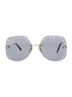 Квадратные солнцезащитные очки с вырезом 63MM Chloé, золото Chloe