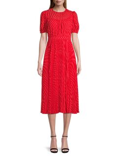 Плиссированное платье миди в полоску Elyse Alice By Temperley, цвет Cherry Red