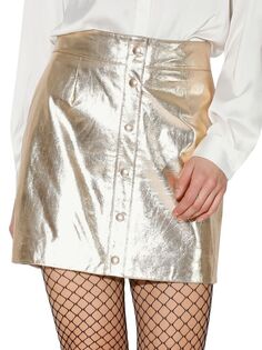 Кожаная мини-юбка Amy А-силуэта Walter Baker, золото