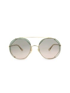 Круглые солнцезащитные очки 57MM Chloé, золото Chloe