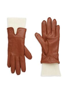 Кожаные перчатки Fownes Saks Fifth Avenue, цвет Chestnut