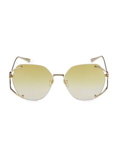 Круглые солнцезащитные очки 59MM Gucci, золото