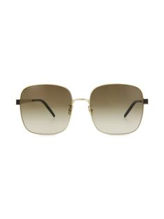 Квадратные солнцезащитные очки 60 мм Saint Laurent, золото
