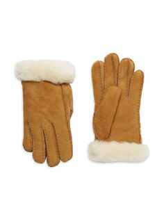 Кожаные перчатки с отделкой из овчины Ugg, цвет Chestnut