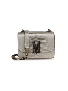 Кожаная сумка через плечо с логотипом Moschino, золото