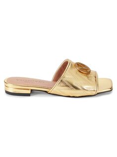 Кожаные сандалии с металлизированным логотипом Afrodite Mario Valentino, золото
