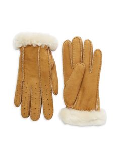 Перфорированные перчатки из овчины Ugg, цвет Chestnut