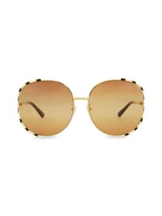 Круглые солнцезащитные очки 64MM Gucci, золото