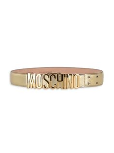 Ремень с металлическим логотипом Moschino, золото