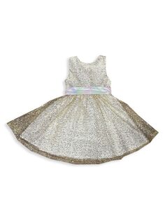 Расклешенное платье с пайетками для маленьких девочек и девочек Joe-Ella, золото