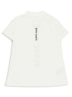 Платье-футболка с логотипом для маленьких девочек и девочек Palm Angels, цвет White Navy