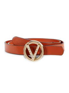 Кожаный ремень с логотипом Mario Valentino, цвет Cinnamon