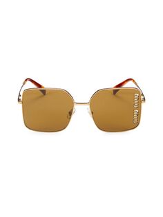 Квадратные солнцезащитные очки 60 мм Miu Miu, цвет Dark Brown Gold