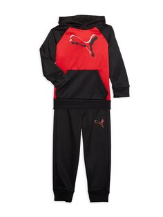Комплект из двух предметов: толстовка и спортивные штаны для маленького мальчика Puma, красный