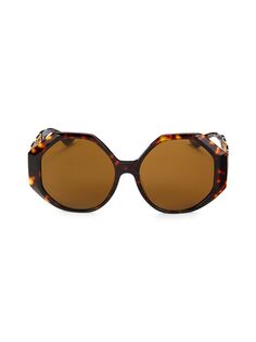 Солнцезащитные очки 59MM с геометрическим рисунком Versace, цвет Dark Havana