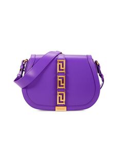 Кожаная сумка через плечо Greca Goddess Versace, цвет Dark Orchid