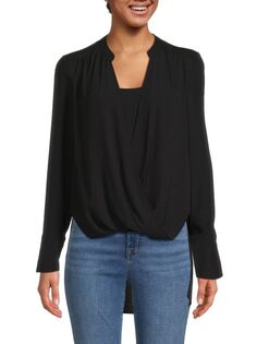 Драпированный топ Jaclyn Highlow Bcbgmaxazria, черный