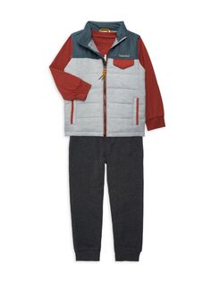 Комплект из трех предметов: жилетка, футболка и джоггеры для мальчика Timberland, красный