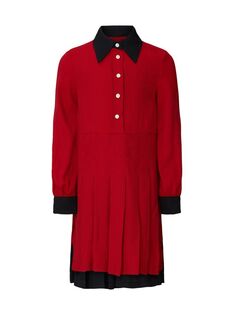 Плиссированное платье-рубашка для маленьких девочек и девочек No. 21, красный