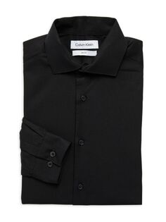 Жаккардовая классическая рубашка узкого кроя Calvin Klein, черный