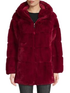 Пальто из искусственного меха с капюшоном Belle Fare, красный
