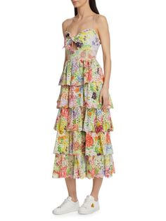 Платье миди с цветочным принтом Fina Alice + Olivia, цвет Dawn Floral