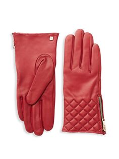 Стеганые кожаные перчатки Bruno Magli, красный