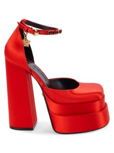 Туфли на платформе с блочным каблуком Medusa Aevitas Versace, красный