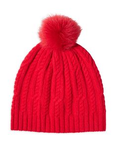 Шапка из шерсти с помпоном и кашемировой шапкой Sofia Cashmere, красный
