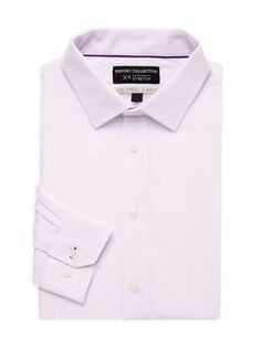 Классическая рубашка стрейч узкого кроя с геометрическим принтом Report Collection, лаванда
