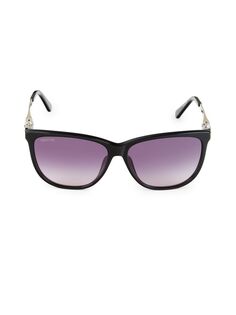 Квадратные солнцезащитные очки с кристаллами 56MM Swarovski, черный