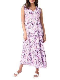 Многоярусное платье макси с цветочным принтом Gibsonlook, лаванда