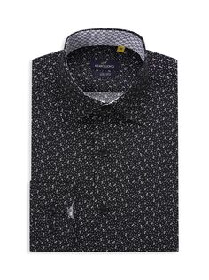 Классическая рубашка с геометрическим рисунком Azaro Uomo, черный