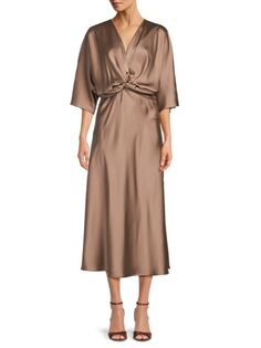 Атласное платье-миди с переплетением Renee C., цвет Dune