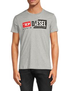 Футболка с логотипом Diesel, меланж серый
