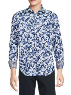 Рубашка классического кроя с цветочным принтом Pickens Robert Graham, синий