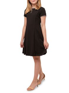 Расклешенное мини-платье с окантовкой для девочек Un Deux Trois, черный