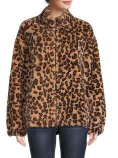 Куртка из искусственного меха с цвет Leopardовым принтом Adrienne Landau, цвет Leopard