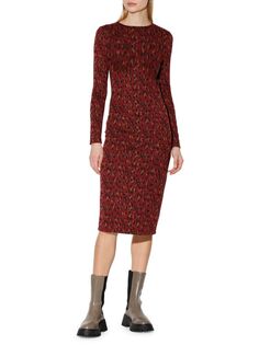 Облегающее платье миди Shaina Walter Baker, цвет Leopard Red