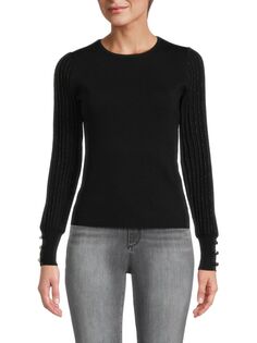 Ребристый свитер с эффектом металлик Saks Fifth Avenue, черный