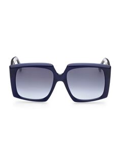 Солнцезащитные очки 56MM с геометрическим рисунком Max Mara, синий