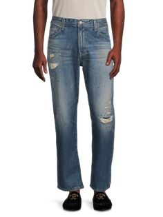 Свободные укороченные рваные джинсы Ag Jeans, синий