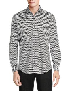 Рубашка с геометрическим принтом Bertigo, черный
