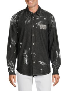 Рубашка с длинным рукавом с выцветшим эффектом Roberto Cavalli, черный