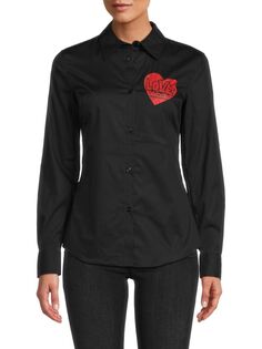 Рубашка на пуговицах с логотипом в форме сердца Love Moschino, черный
