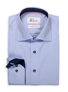 Классическая рубашка современного кроя с узором «елочка» Finollo, цвет Light Blue