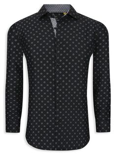 Рубашка приталенного кроя с геометрическим рисунком Azaro Uomo, черный