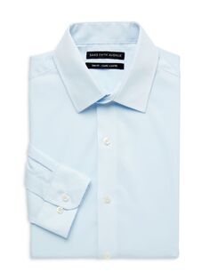 Однотонная классическая рубашка с отделкой Saks Fifth Avenue, цвет Light Blue