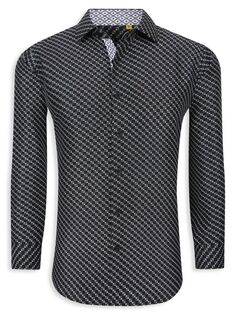 Рубашка приталенного кроя с геометрическим рисунком Azaro Uomo, черный