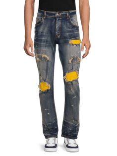 Темные потертые джинсы с высокой посадкой и потертостями Evolution In Design, синий